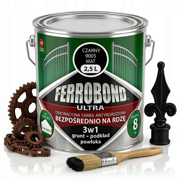 Barva na Kov, litina na Rzi, antikorozní, černá, Mat 2,5L