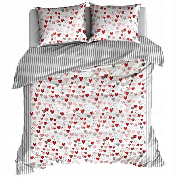 Sada Povlečení 220x200+2x70/80 z bavlny 100% Srdíčka červená Love