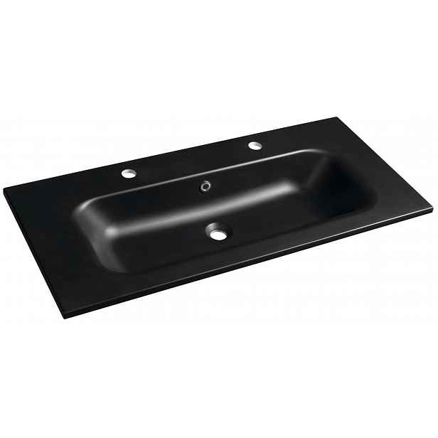 Sapho - Umyvadlo, 46x101 cm, s přepadem, 2 otvory pro baterii, černá SD101B-2