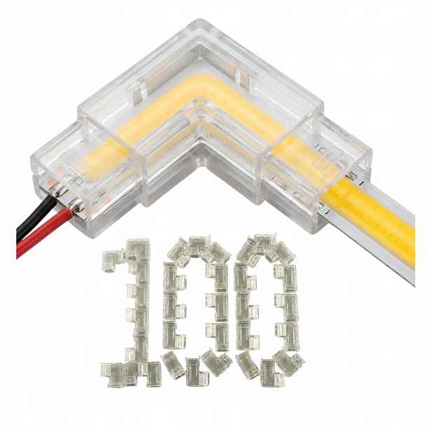 Úhlová spojka pro Led pásku Cob 8 mm Klikana Montážní spojka kabelů na roh