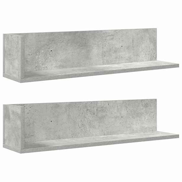 vidaXL Nástěnné police 2 ks betonově šedé 75 x 16,5 x 16,5 cm kompozit