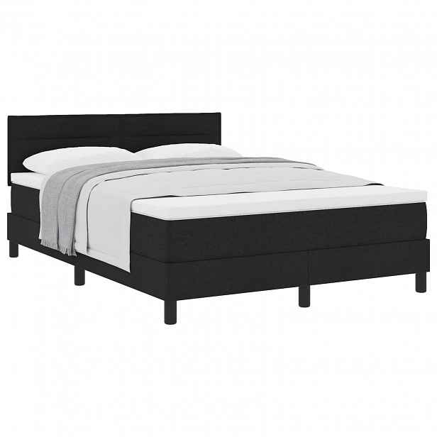 vidaXL Postel s boxspringem s čelo Černý 140 x 190 cm textil