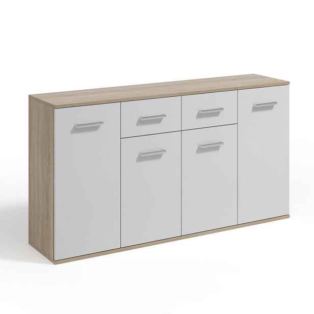 MASSENO KOMODA GIACOMO III, 160/85/33 cm s 2 zásuvkami a 4 dvířky, dub Sonoma