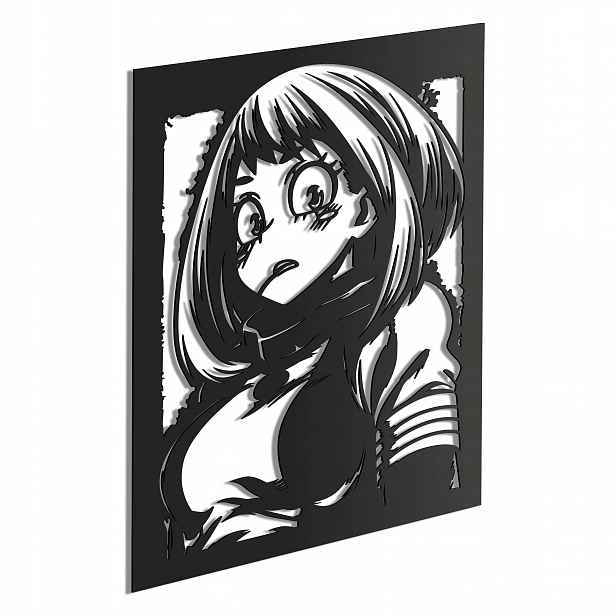 Ochako Uraraka Dřevěný 3D obraz Anime My Hero Academia