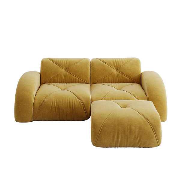 Redom MODULÁRNÍ pohovka 204/171/76 cm s taburetem, pet-friendly potah a 32D pěna, Žlutá