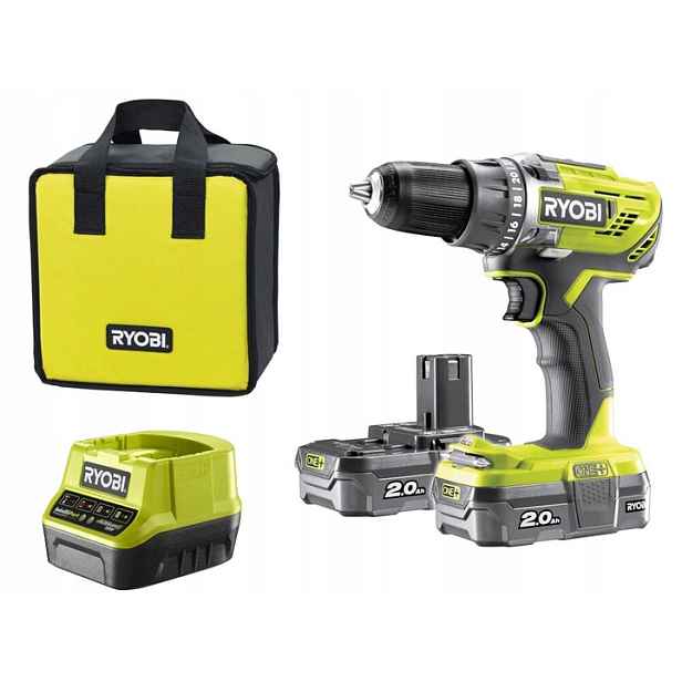 Ryobi Akumulátorový Aku Vrtačka 18V2xAh nabíječka taška R18DD2-220S