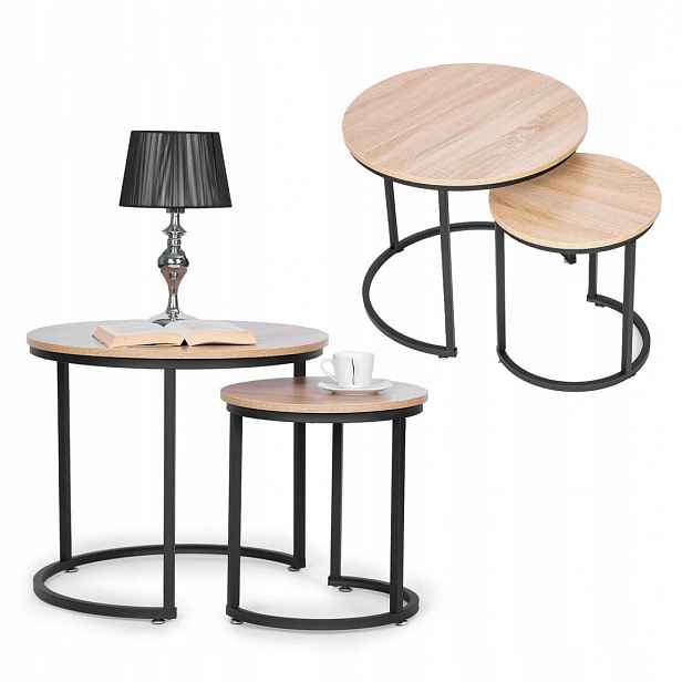 Sada konferenčních stolků 2 ks, kulatý loftový design ModernHome ModernHom