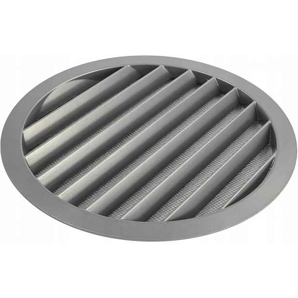 Ventilační mřížka hliníková 250 mm šedá se síťkou do koupelny/kuchyně