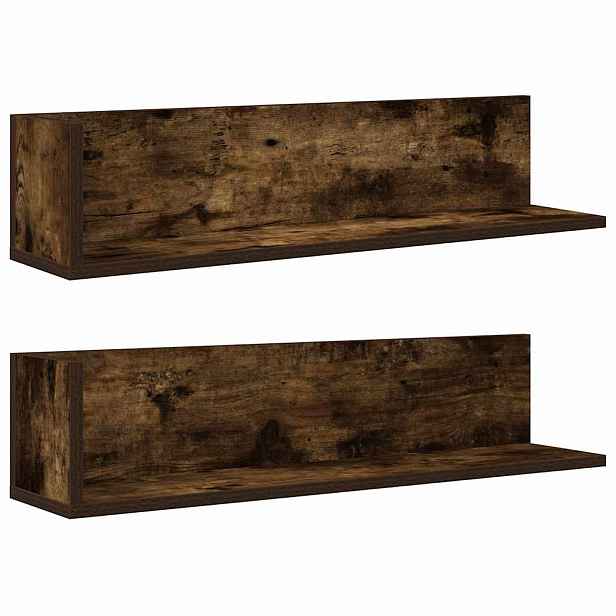 vidaXL Nástěnné police 2 ks kouřový dub 75 x 16,5 x 16,5 cm kompozit