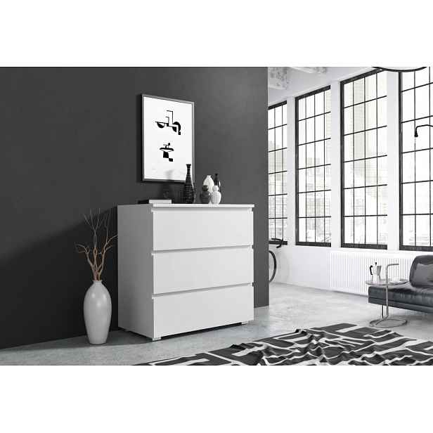 Komoda se třemi zásuvkami 80 cm, bílá