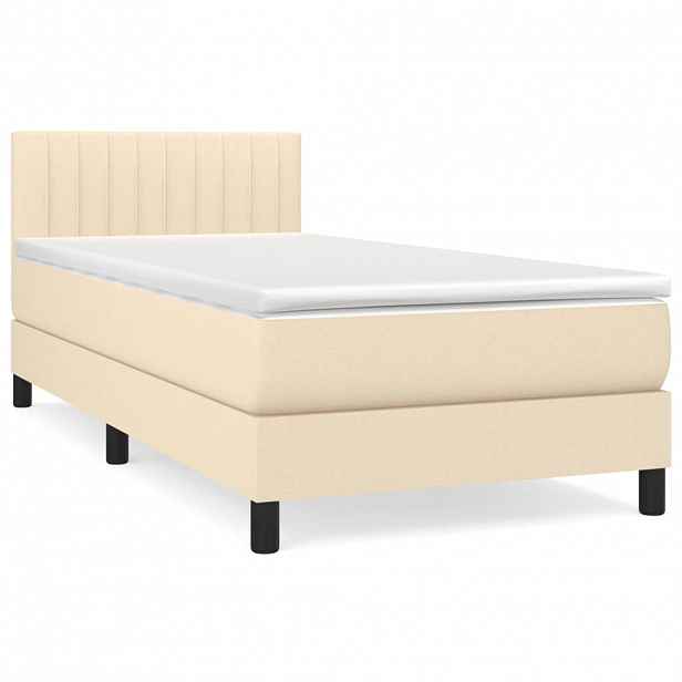 vidaXL Box spring postel s matrací krémová 90x190 cm textil