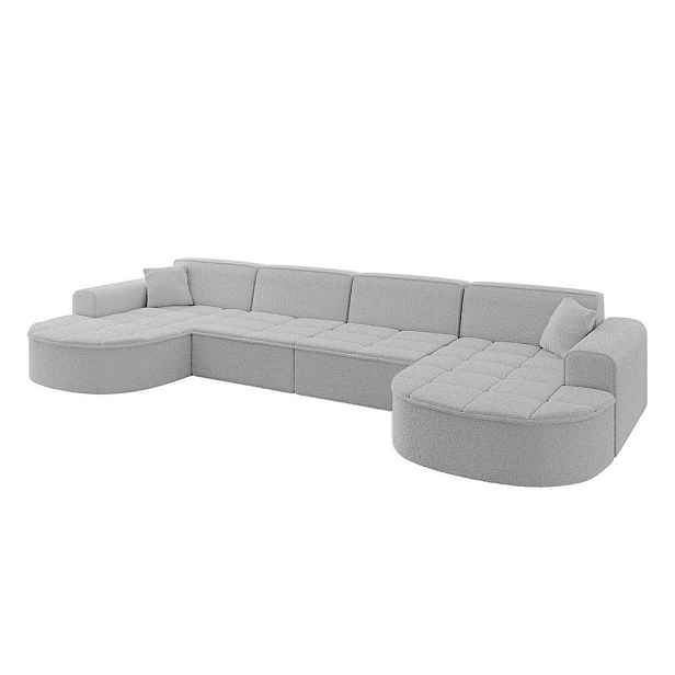 ALTDECOR SEDACÍ SOUPRAVA ve tvaru U TARO-U2 388x171x79,5 Světle šedá Buklé