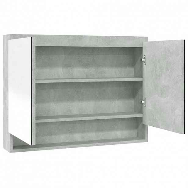 vidaXL Koupelnová skříňka se zrcadlem 80x15x60 cm MDF betonově šedá