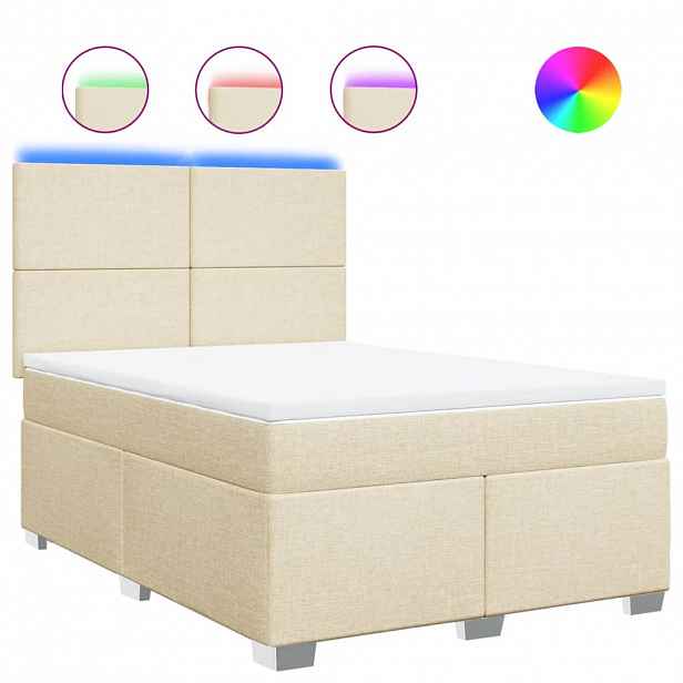 vidaXL Box spring postel s matrací krémová 140x190 cm textil