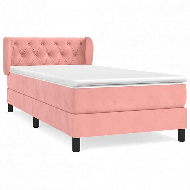 vidaXL Box spring postel s matrací růžová 80 x 200 cm samet