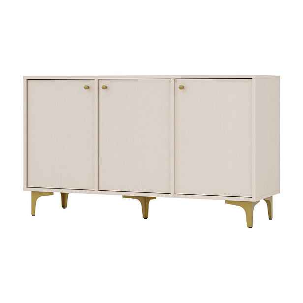 MASSENO KOMODA TORINO, 125/72/41 cm se 3 dvířky, béžová