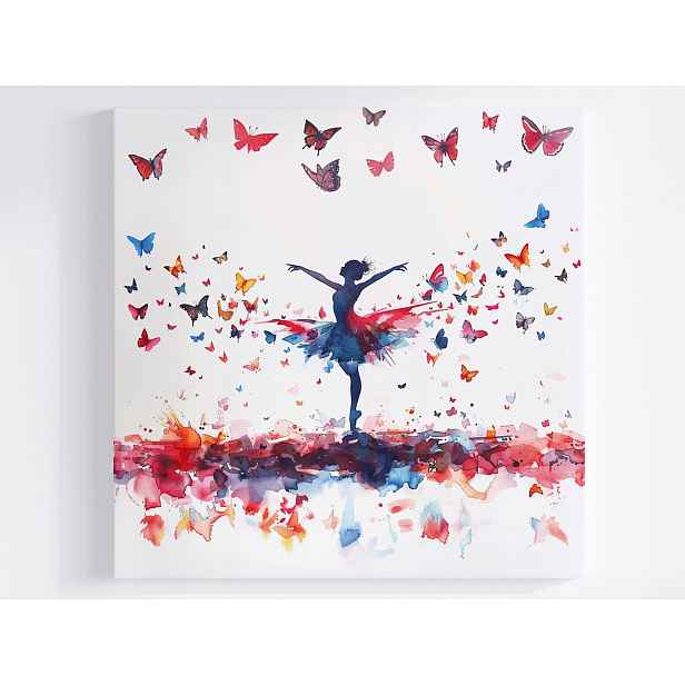 Obraz Na Plátně Canvas Baletka Motýli Akvarel Tanec Abstrakce 50x50