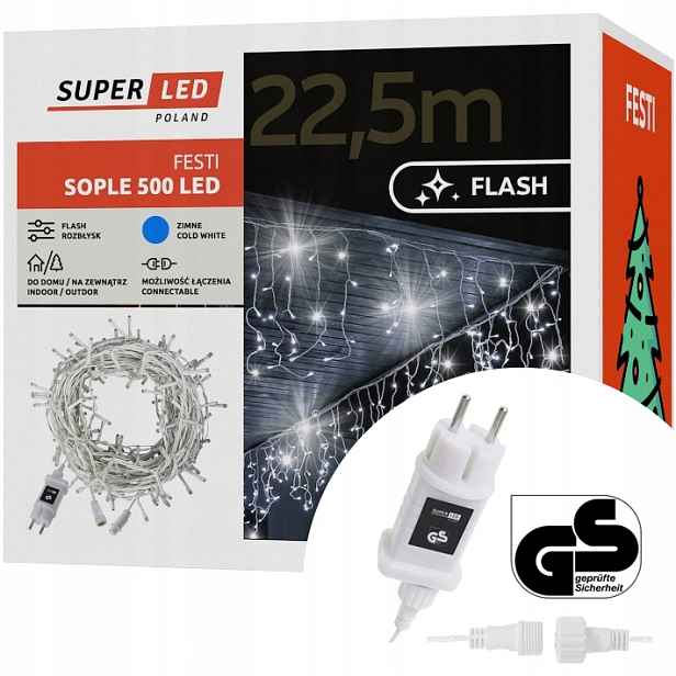 Sople 500 Led venkovní Led lampy Studené Flash 22,5 m vánoční