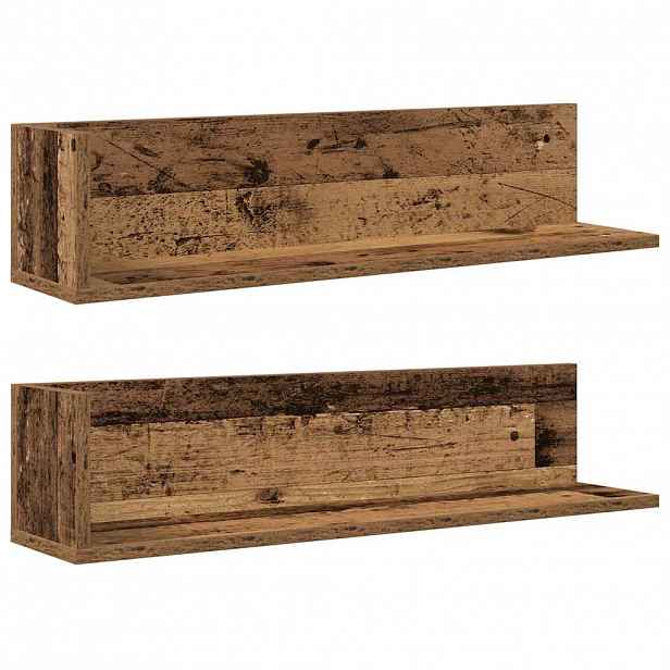 vidaXL Nástěnné police 2 ks old wood 75x16,5x16,5 cm kompozitní dřevo