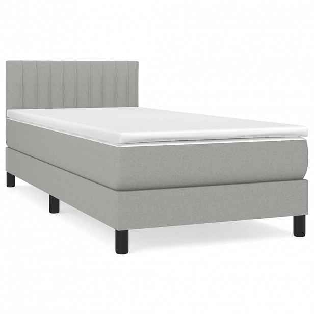 vidaXL Box spring postel s matrací světle šedá 90x200 cm textil