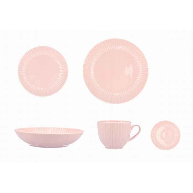 Lubiana Daisy Obědový a kávový servis pro 6 osob, 30 kusů, porcelánová růžová barva