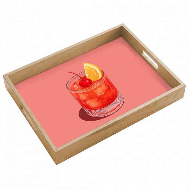 OnlyWow SERVÍROVACÍ PODNOS Sklenice - Kostky ledu - Citron - Třešeň 40x30 cm