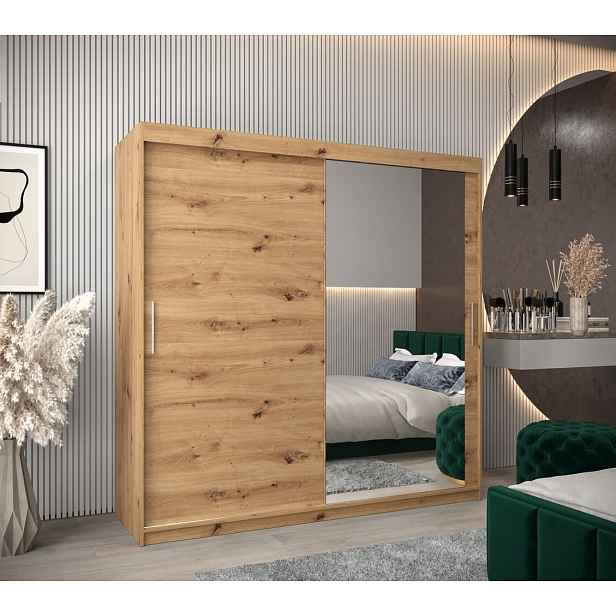 Skříň s posuvnými dveřmi v šířce 200 cm TIMEA 2 - dub artisan