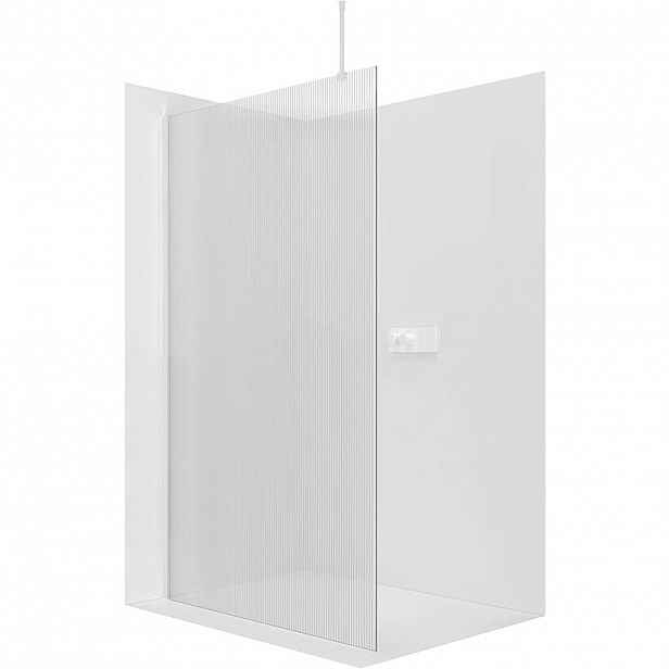 Sprchová zástěna Walk-in Onyx Top Round L/P - 8 mm - kulatá vzpěra - bílá matná, rýhované sklo - 50x200 cm