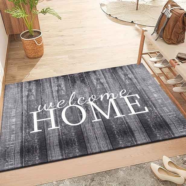 TEMU 1 ks Obdélníková rohožka s potiskem "Welcome Home", polyesterový materiál, protiskluzová vstupní rohožka pro vnitřní i venkovní použití, vhodná