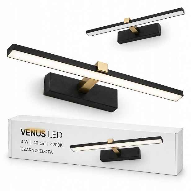 Venus 8W 40 cm černo-zlaté nástěnné Led svítidlo 4200K IP44 580lm moderní