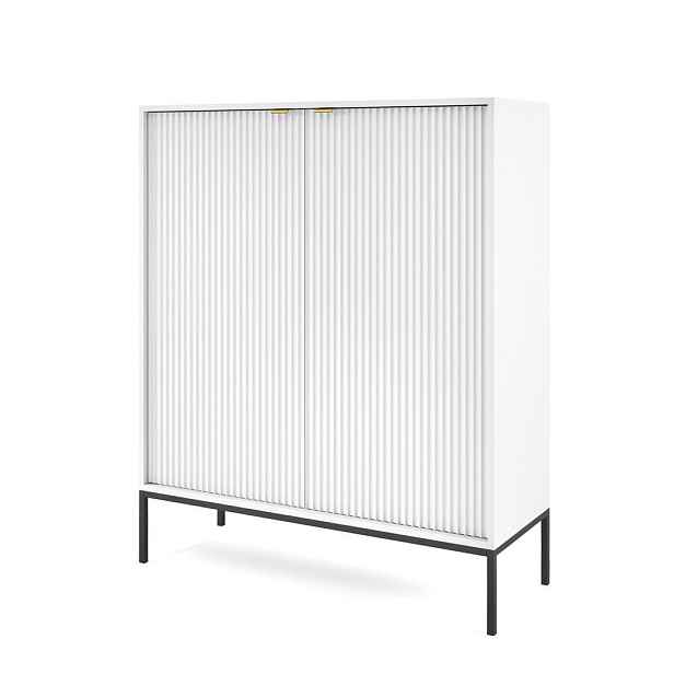 MASSENO VYSOKÁ KOMODA STELLARE, 104/125/39 cm s 2 dvířky, bílá