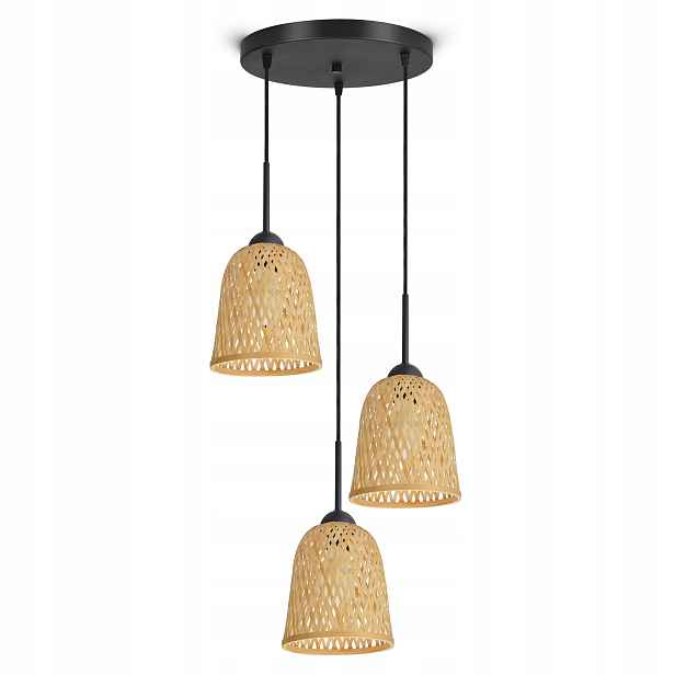 Závěsné Stropní Svítidlo Bambusová pletená Boho přírodní 582-EZ3 Led černá