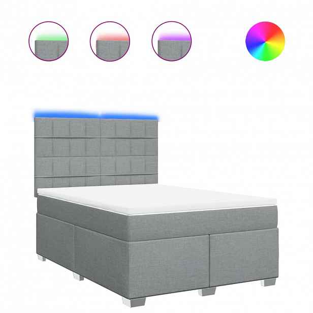 vidaXL Box spring postel s matrací světle šedá 140 x 190 cm textil