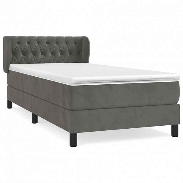 vidaXL Box spring postel s matrací tmavě šedá 90x190 cm samet
