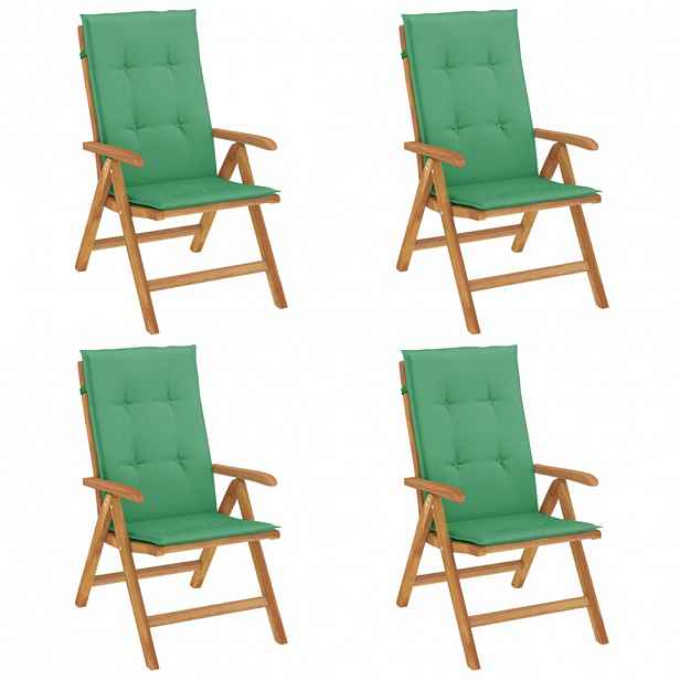 vidaXL Skládací polohovací křesla s polštáři 4 ks, masivní teak