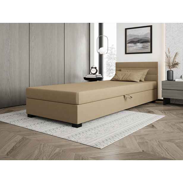 Čalouněná postel 80x195 KASANDRA 2 s úložným prostorem - hnědá