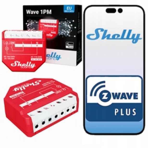 Shelly Wave 1PM Z-Wave relé 16A s měřením spotřeby energie