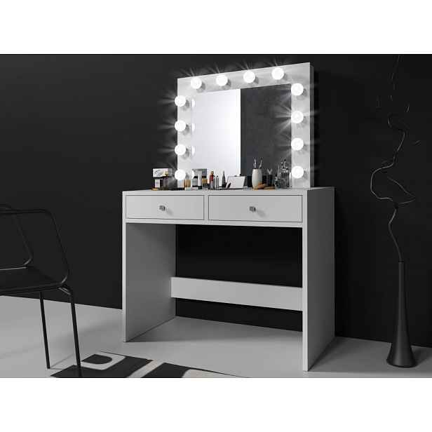 Toaletní stolek se zrcadlem BeautyFrame 12 LED, bílý