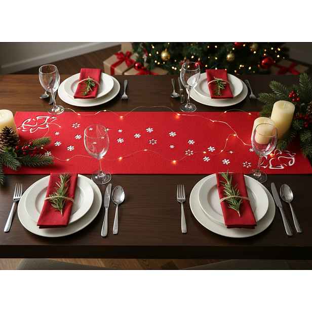 Vánoční běhoun na stůl CHRISTMAS III. červená 30x100 cm MyBestHome