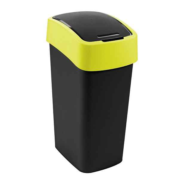 Žlutý/černý plastový odpadkový koš na tříděný odpad 45 l Flip Bin – Curver