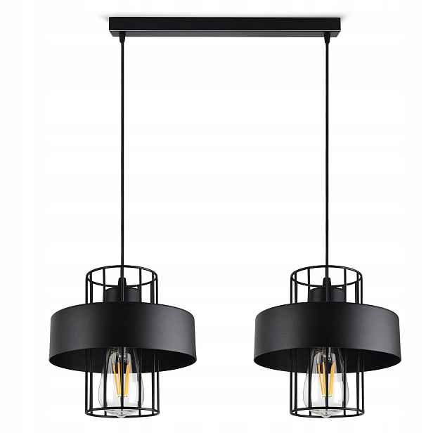 Závěsná lampa Lustr Stropní Svítidlo Černá Bílá Loft
