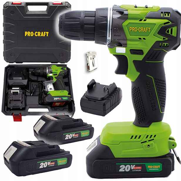 Procraft Aku Vrtačka PA20BL 2x akumulátor nabíječka