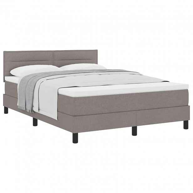 vidaXL Postel s boxspringem s čelo Taupe 140 x 200 cm textil