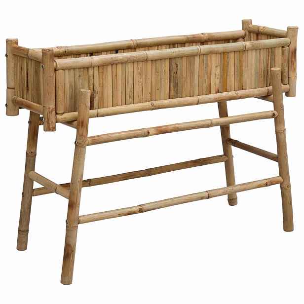 vidaXL Zahradní květináč s držákem Přírodní 100 x 38 x 74 cm Bambus