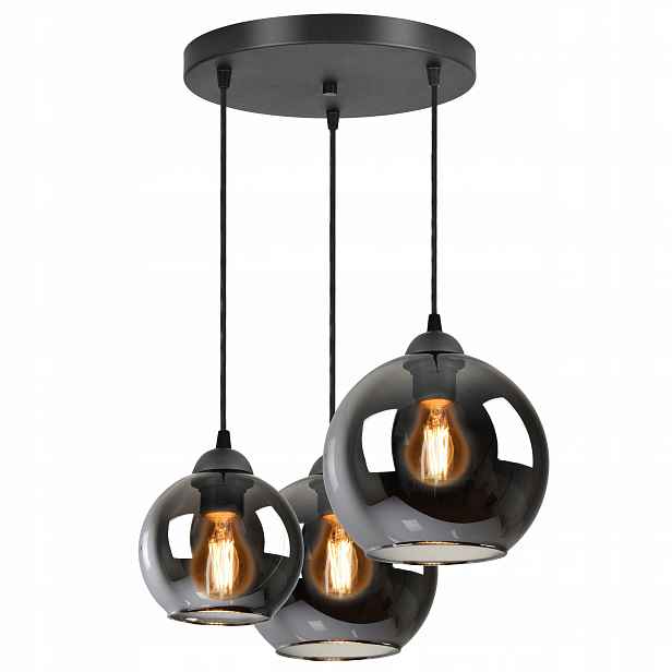 Lampa Lustr Tři různé skleněné koule Grafit E27