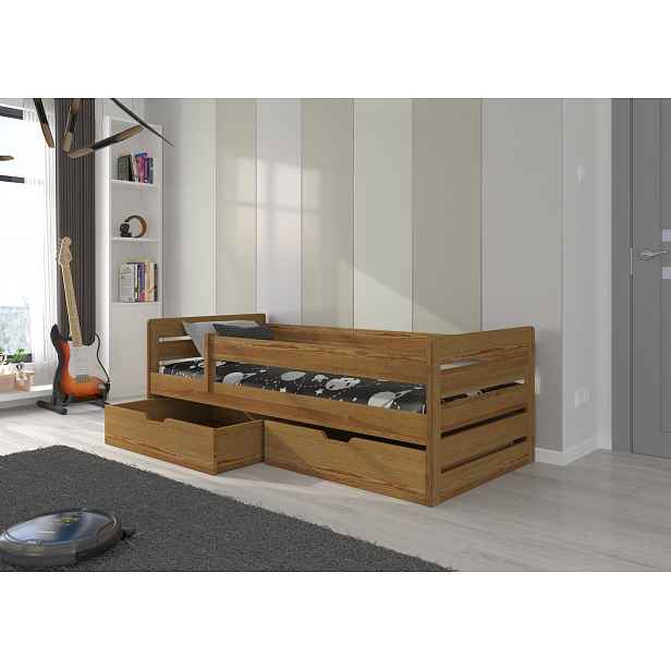 Jednolůžková postel se šuplíky 80x180 DABNIA - dub