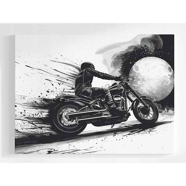 Plakát Grafika Kresba Motor Motocykl Měsíc B&w 100x75