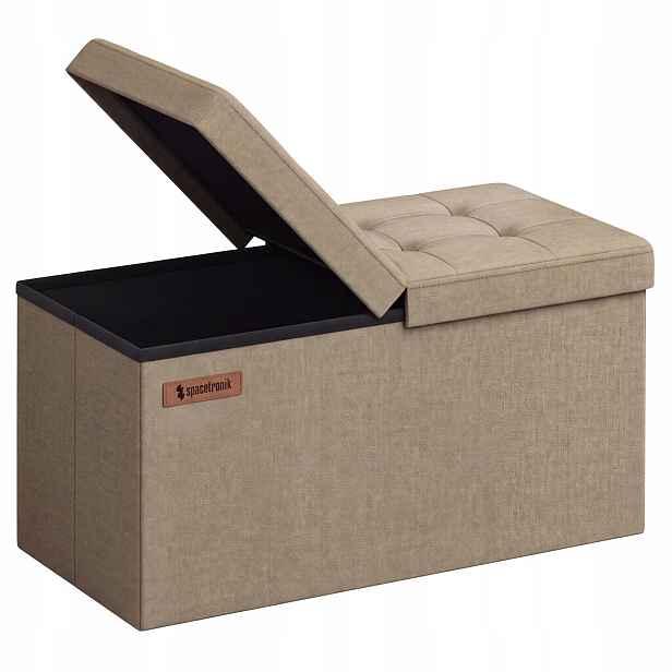 Taburet s úložným prostorem, čalounění, podnožka XL, 300 kg, 89 l, béžová barva