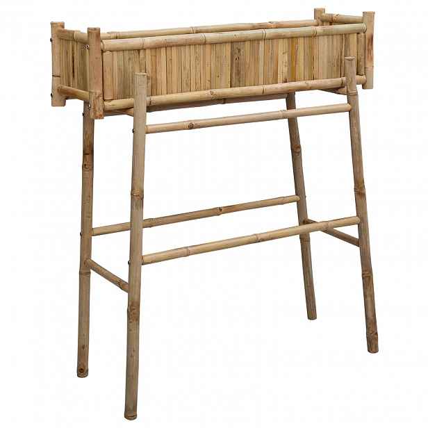 vidaXL Zahradní květináč s držákem Přírodní 100 x 38 x 114 cm Bambus