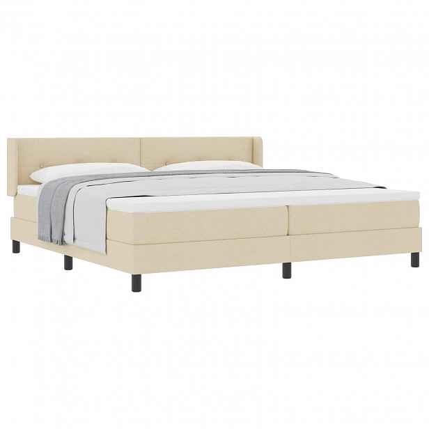 vidaXL Postel s boxspringem s čelo Krémová 200 x 200 cm textil